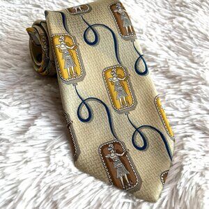 Art Deco Inspired Silk Tie By Mark Of California In‎ Beige With Dancing Flappers